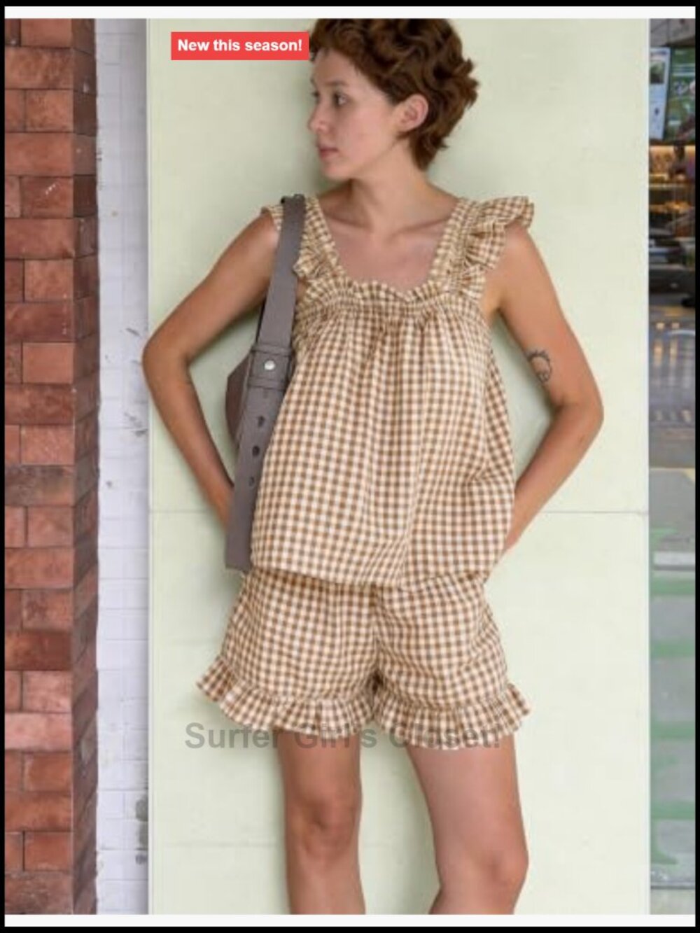 Cotton Ruffle Cami Shorts Pajama Set 2 Piece Lightweight Summer Sleepwear - Picture 5 of 7